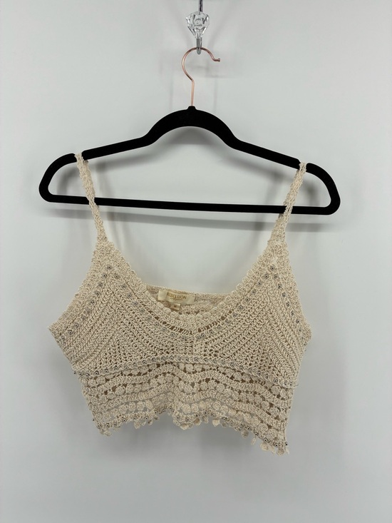 Rebellion Again Tops - Crochet Crochet Crop Tank Top in Cream